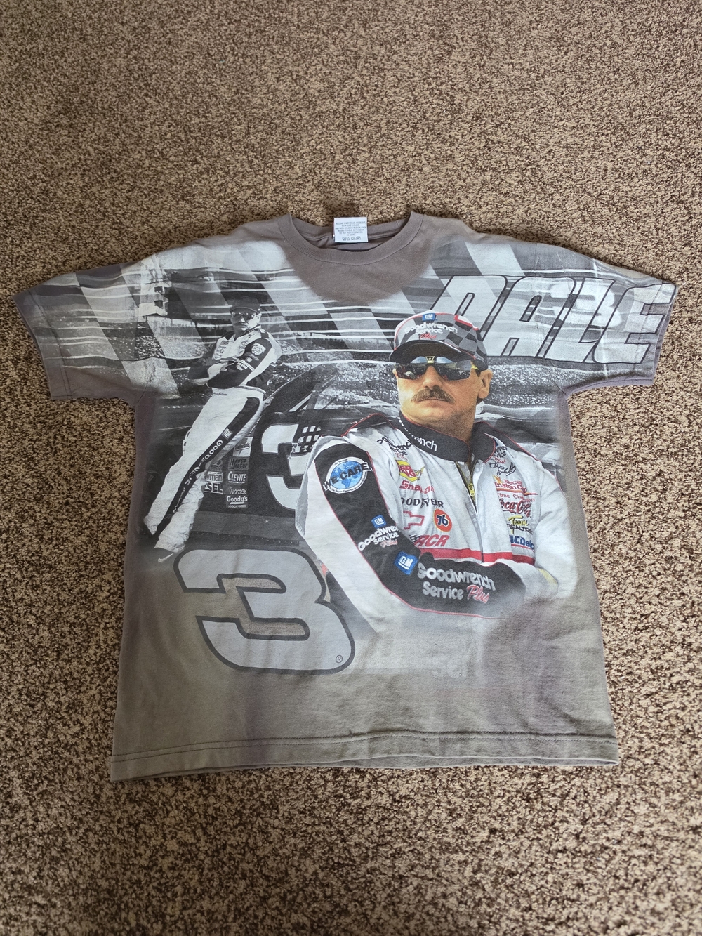 VTG 1990s Dale Earnhardt All Over Print NASCAR T-Shirt Chase Authentic Size L